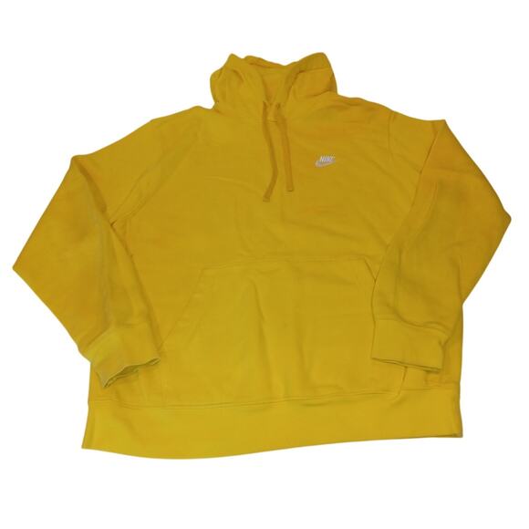 Nike Sportwear Fleece Pullover Hoodie Mens Yellow Size Large (Flaws) - Picture 1 of 8